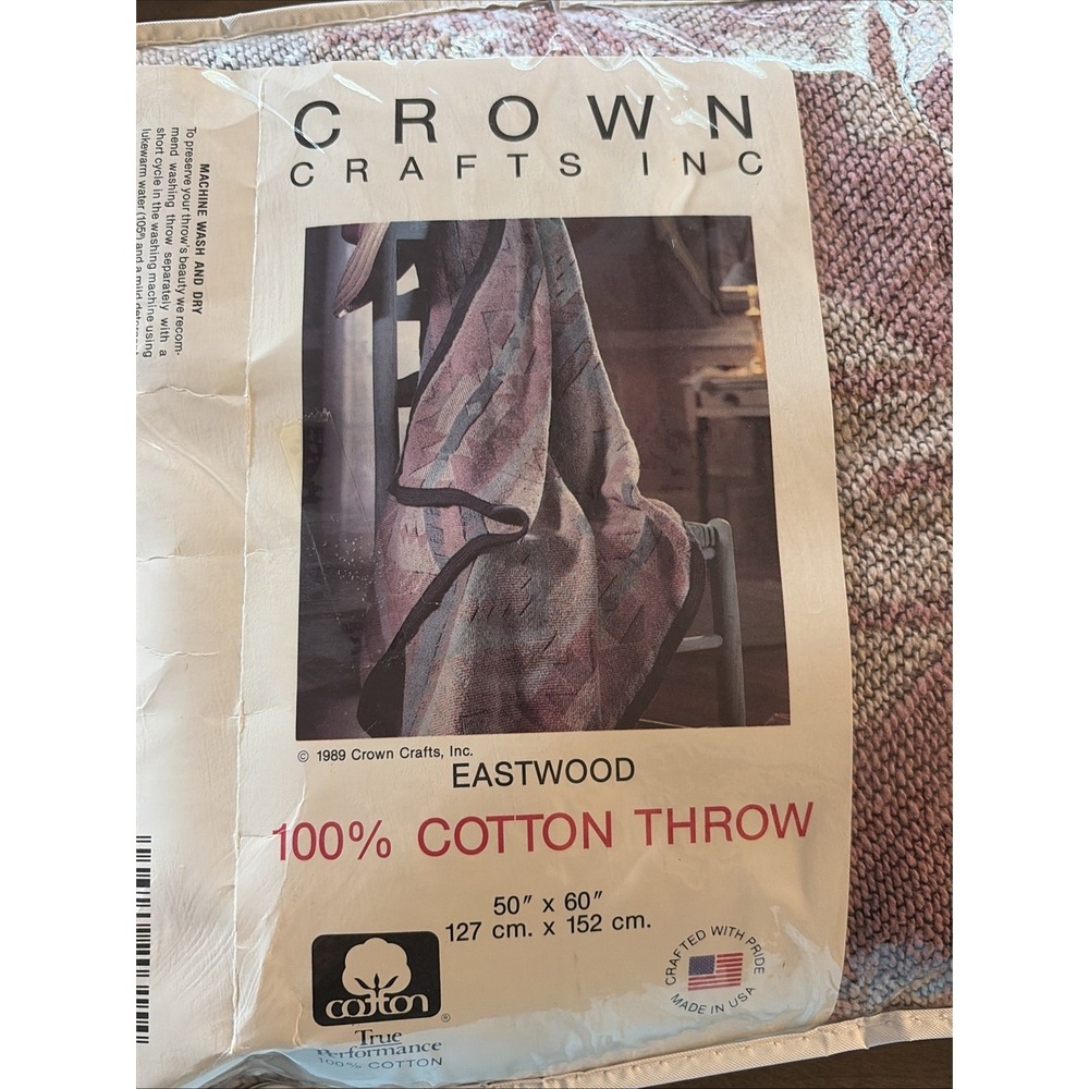 Crown Crafts Vintage 100% Cotton Eastwood Throw - Made In USA